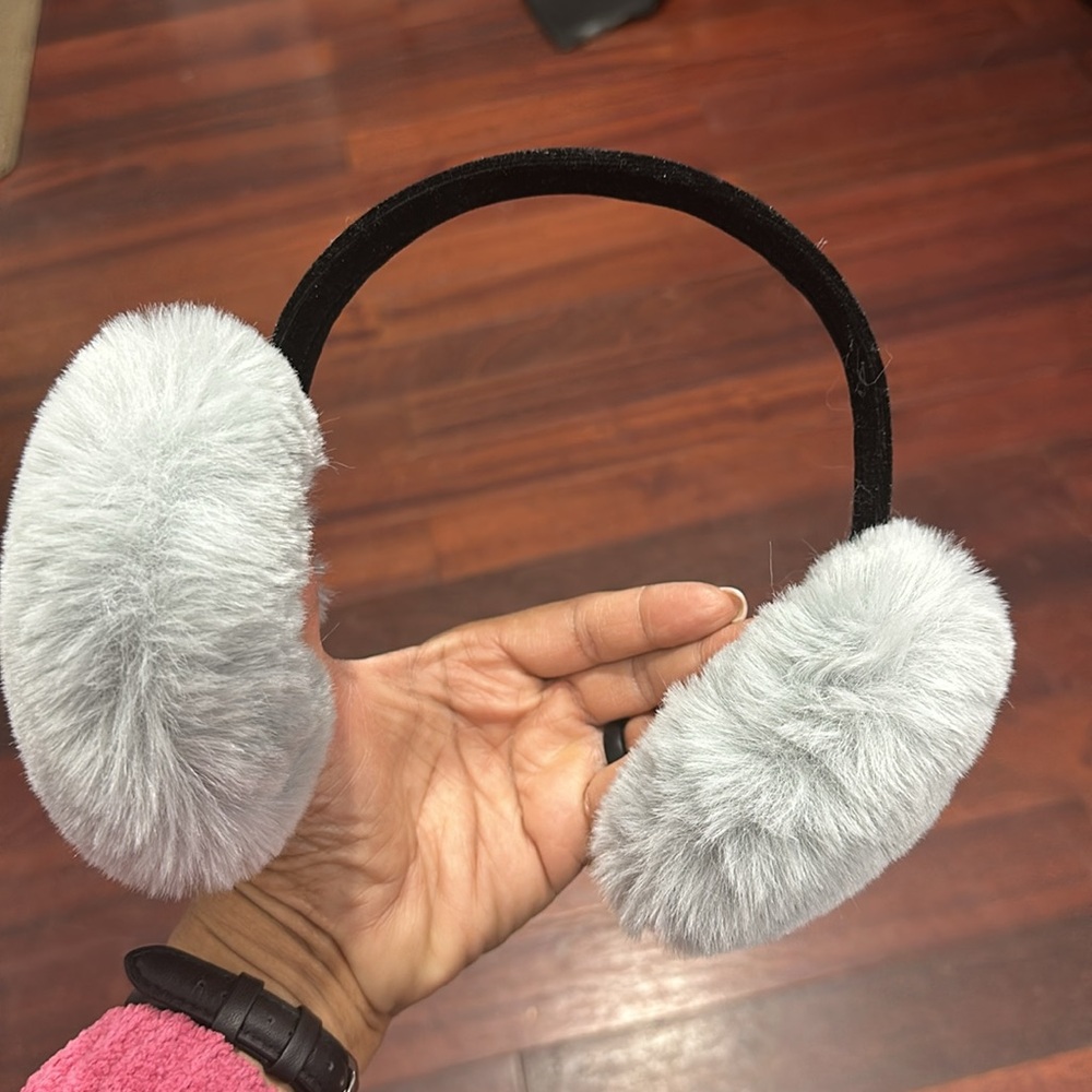Ear Muffs - color - light grey - fluffy and warm